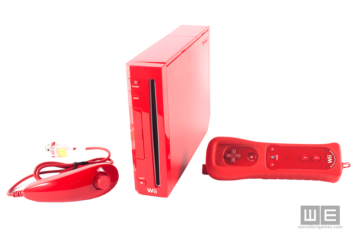 Red Nintendo Wii Mini Console + New Super Mario Bros. Wii + Red Wii Remote